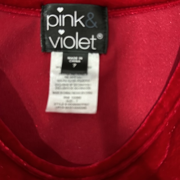 Pink & Violet Girls Red Velvet With White Fur Trim Holiday Dress Size 7 - Picture 2 of 3